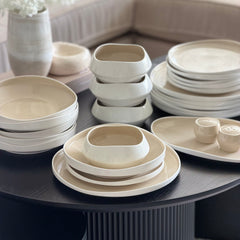 Blanzy Beige-Weiß Geschirrset 27 teilig für 6 Personen
