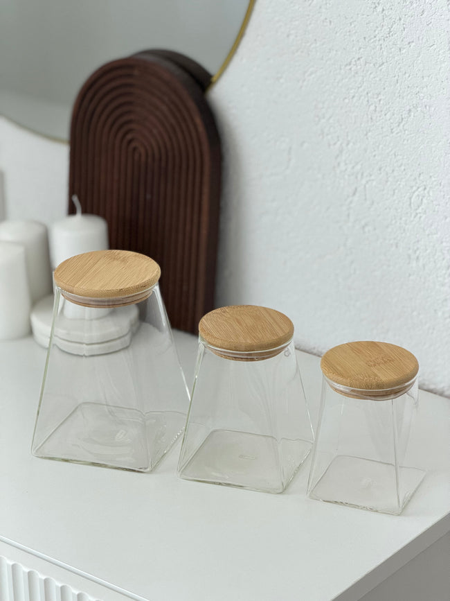 Kare Vorratsglas Set mit Deckel 3-Teilig