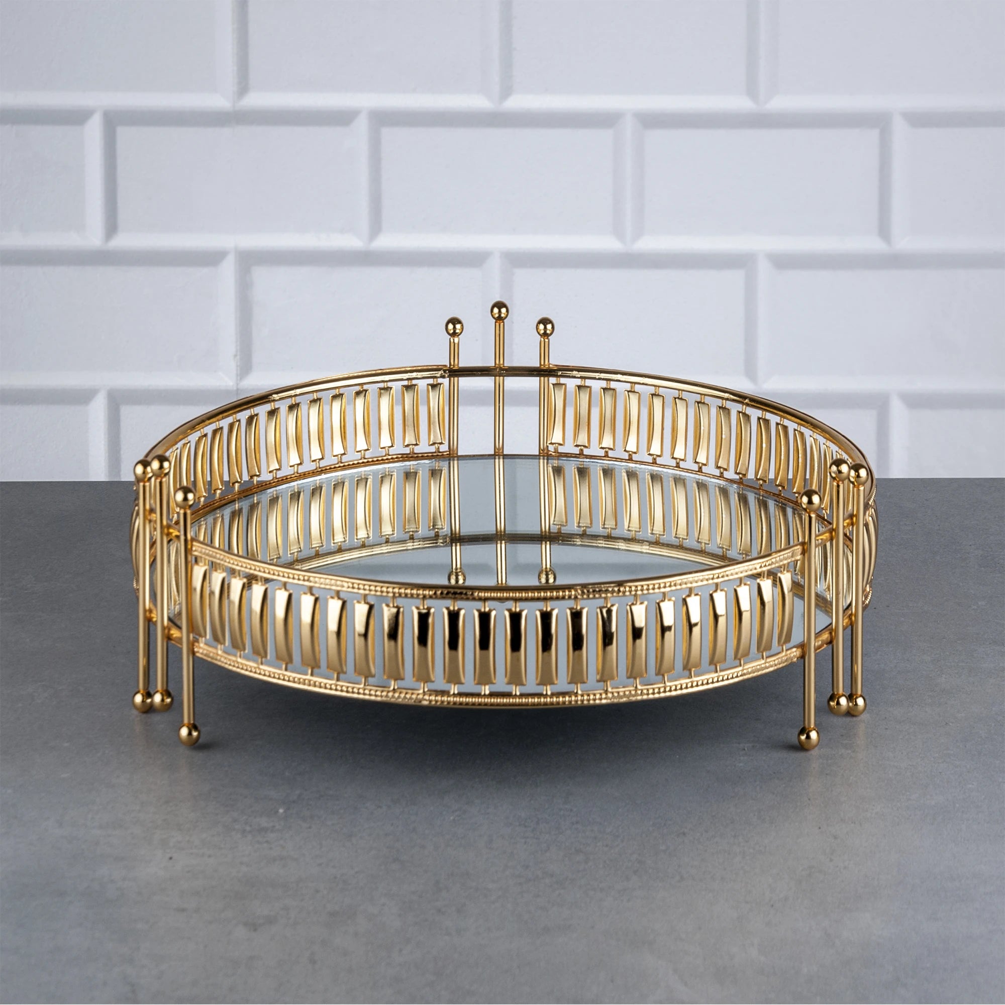 Zeyve Hürrem Rundes Tablet Gold auf Fuß 30cm