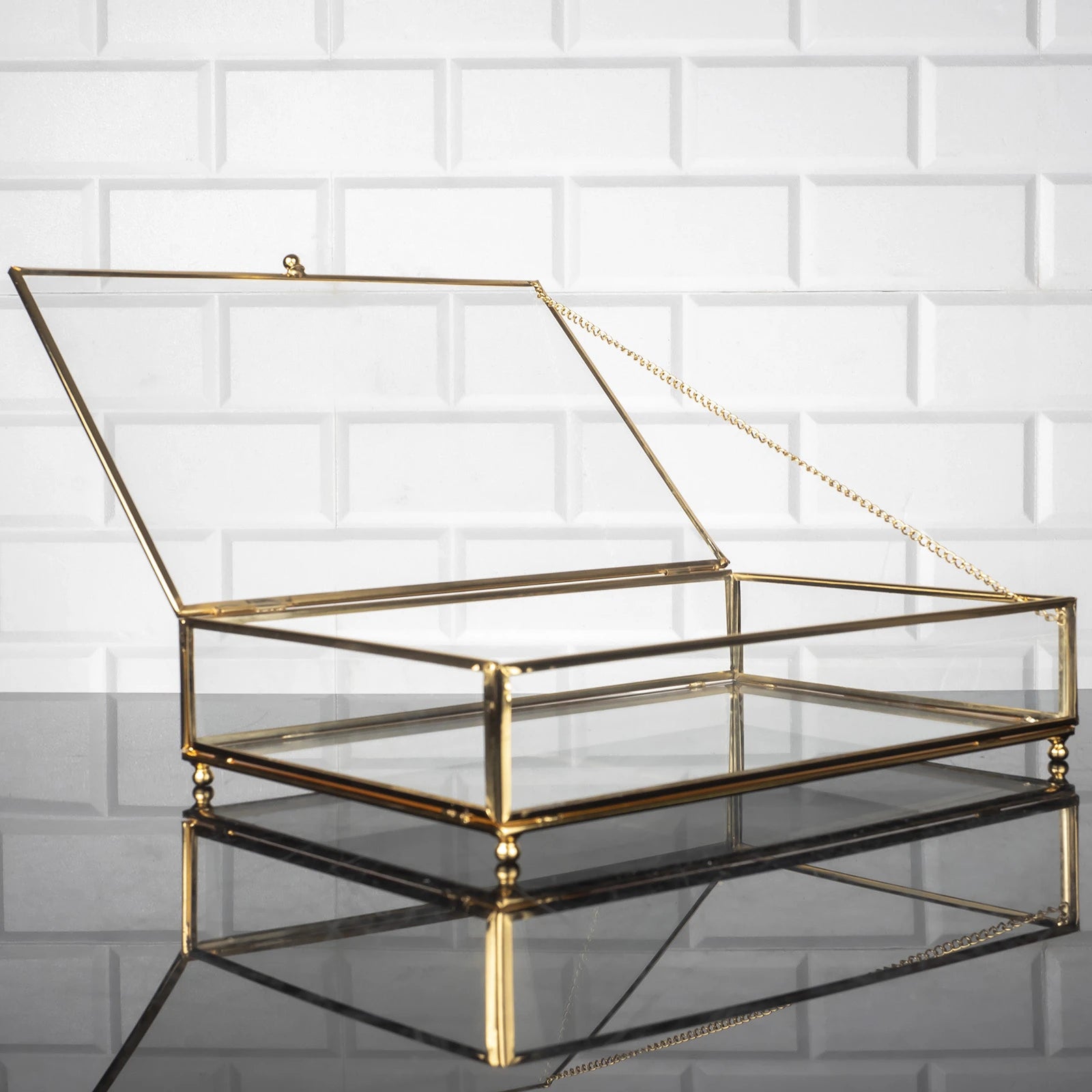 Zeyve Glaskasten in Gold 30 cm