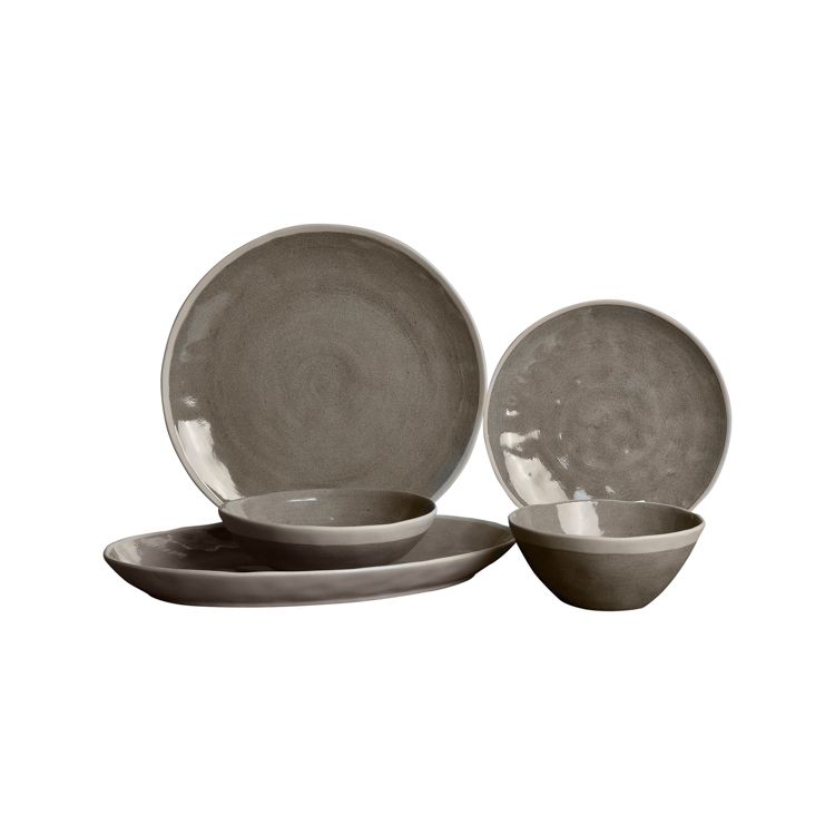 Albi Geschirrset 25 Teilig für 6 Personen Dunkelgrau