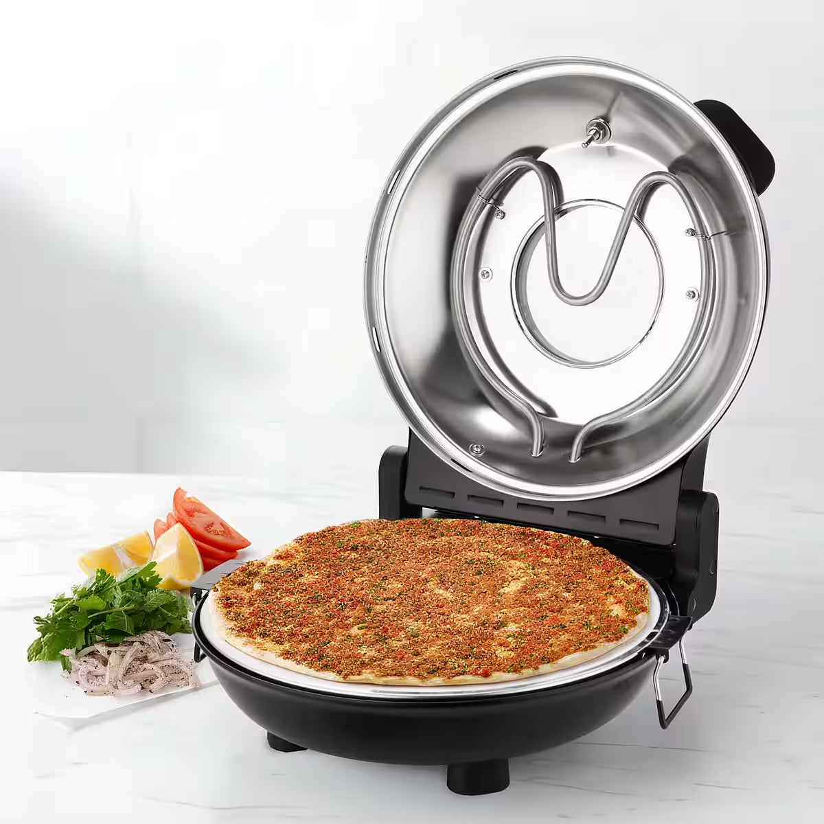 Mulex Pizzaofen Steinbackofen 1200 W - Pizzastein ø30 cm Schwarz