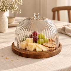 Luana La Torta Servierglocke mit Holzteller