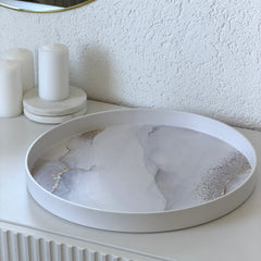 Bricard Melamin Tablett Rund Weiß-Marmor Ø32 CM