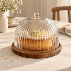 Luana La Torta Servierglocke mit Holzteller