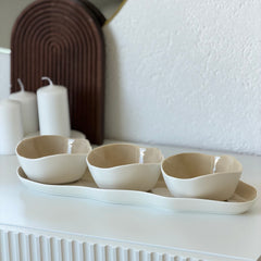 Bonnes Schalen Set Weiß-Beige 4-Teilig