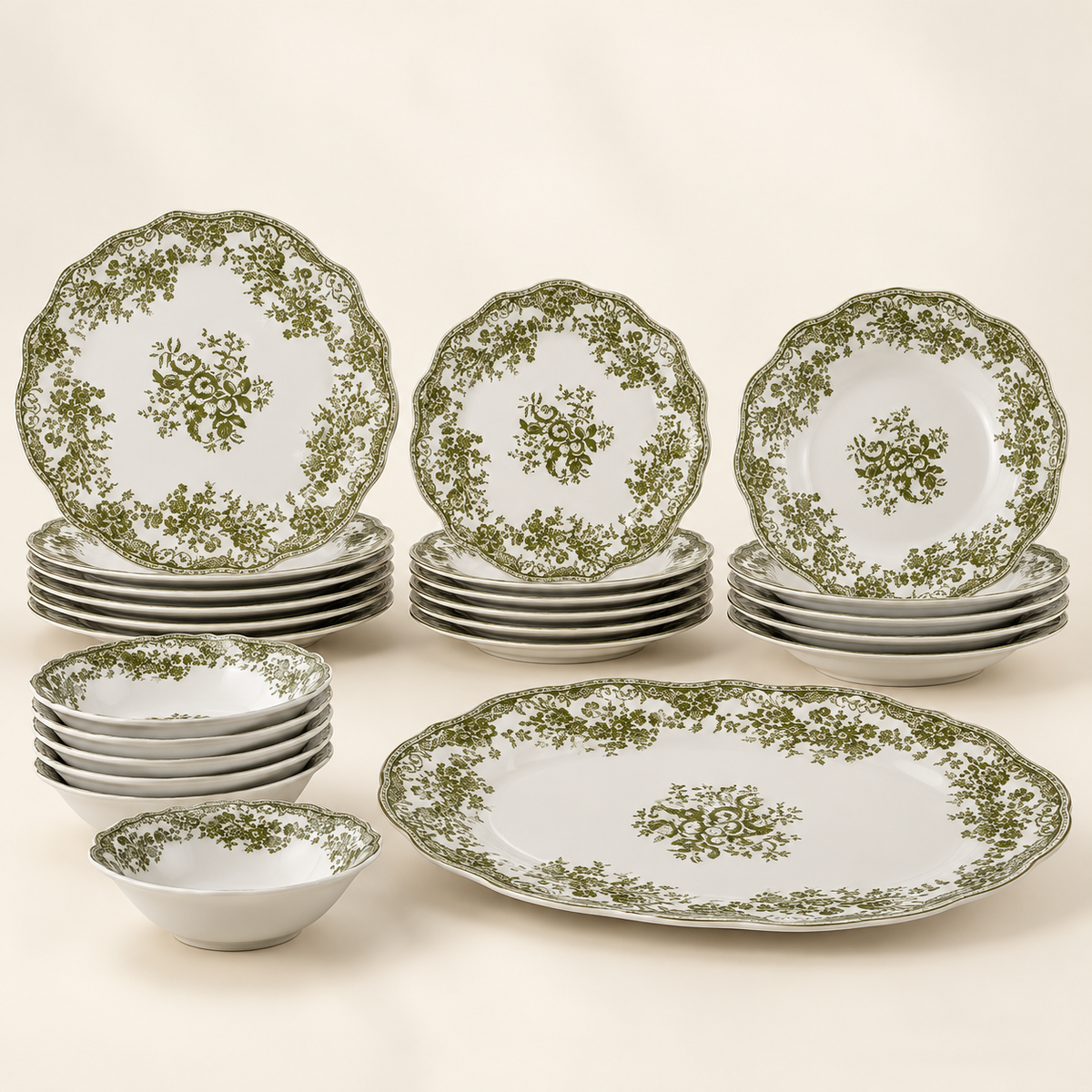 Fleury Vintage Geschirr Set Grün