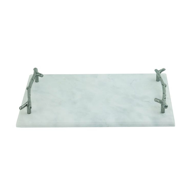 Fugurato Marmor Weiß Silber Präsentierbrett 30x20 cm