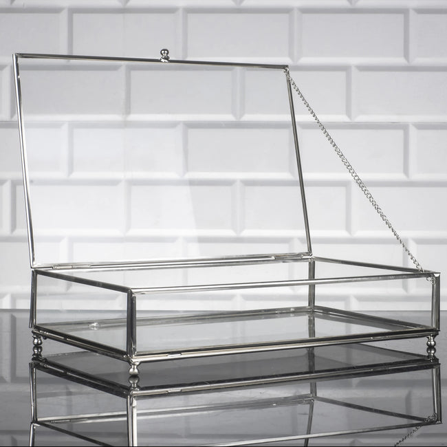 Zeyve Glaskasten in Silber 30 cm
