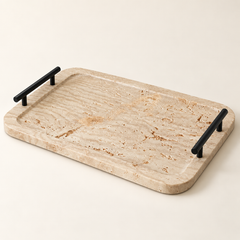 Travertin Tablett mit Griff Groß