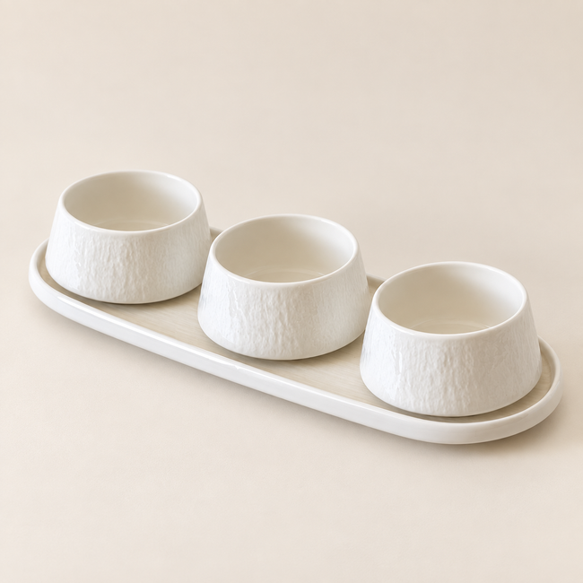 Bellon Relief Schalen Set Weiß 4-Teilig