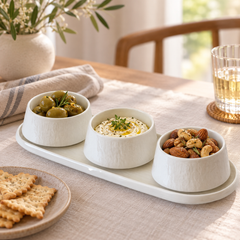 Bellon Relief Schalen Set Weiß 4-Teilig