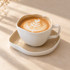 Bonnes Kaffeetassen Set Weiß-Beige 12-Teilig
