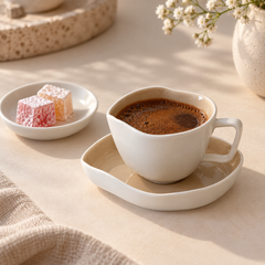 Bonnes Mokkatassen Set Weiß-Beige 12-Teilig