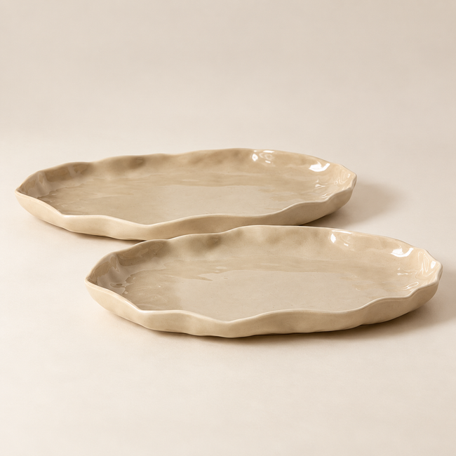Angles Servierplatte Beige 2-Teilig