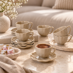 Angles Mokkatassen Set Beige 12-Teilig