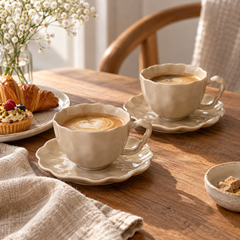 Angles Kaffeetassen Set Beige 12-Teilig