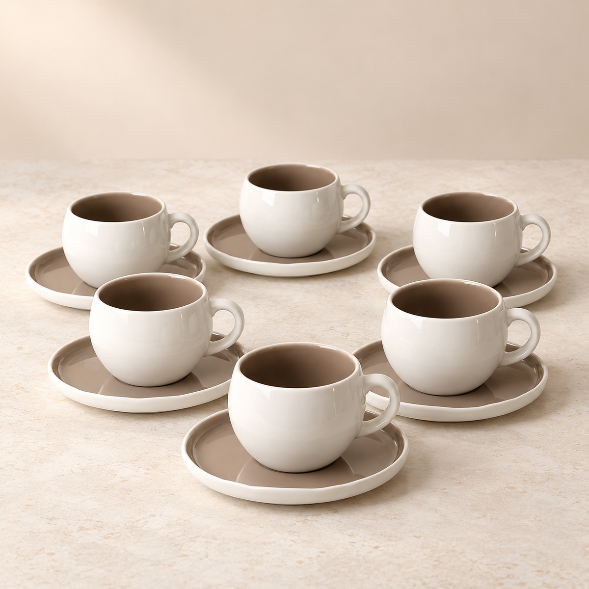Planet Beige Kaffeetassen Set 12 Teilig