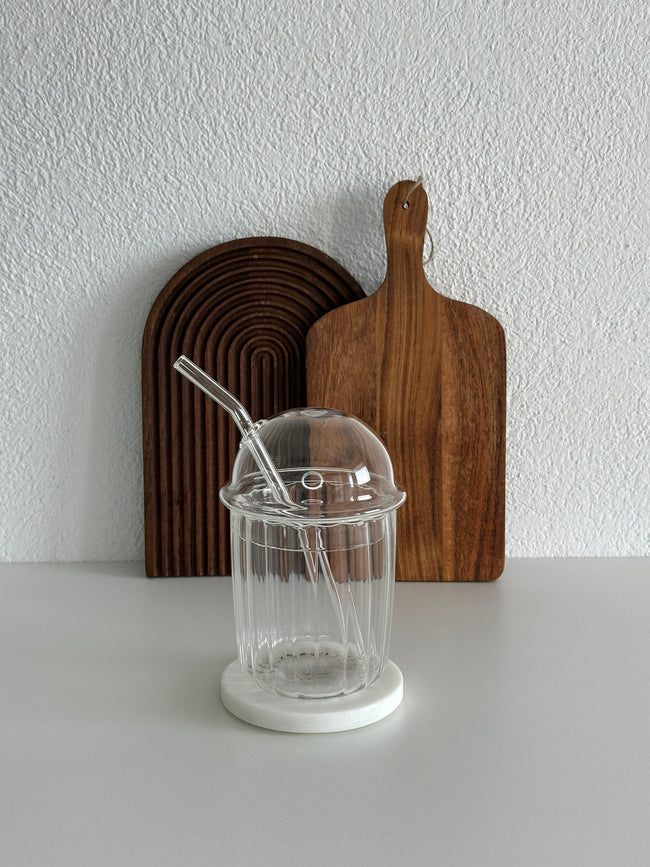 Vivien Glasbecher mit Strohhalm 500ml