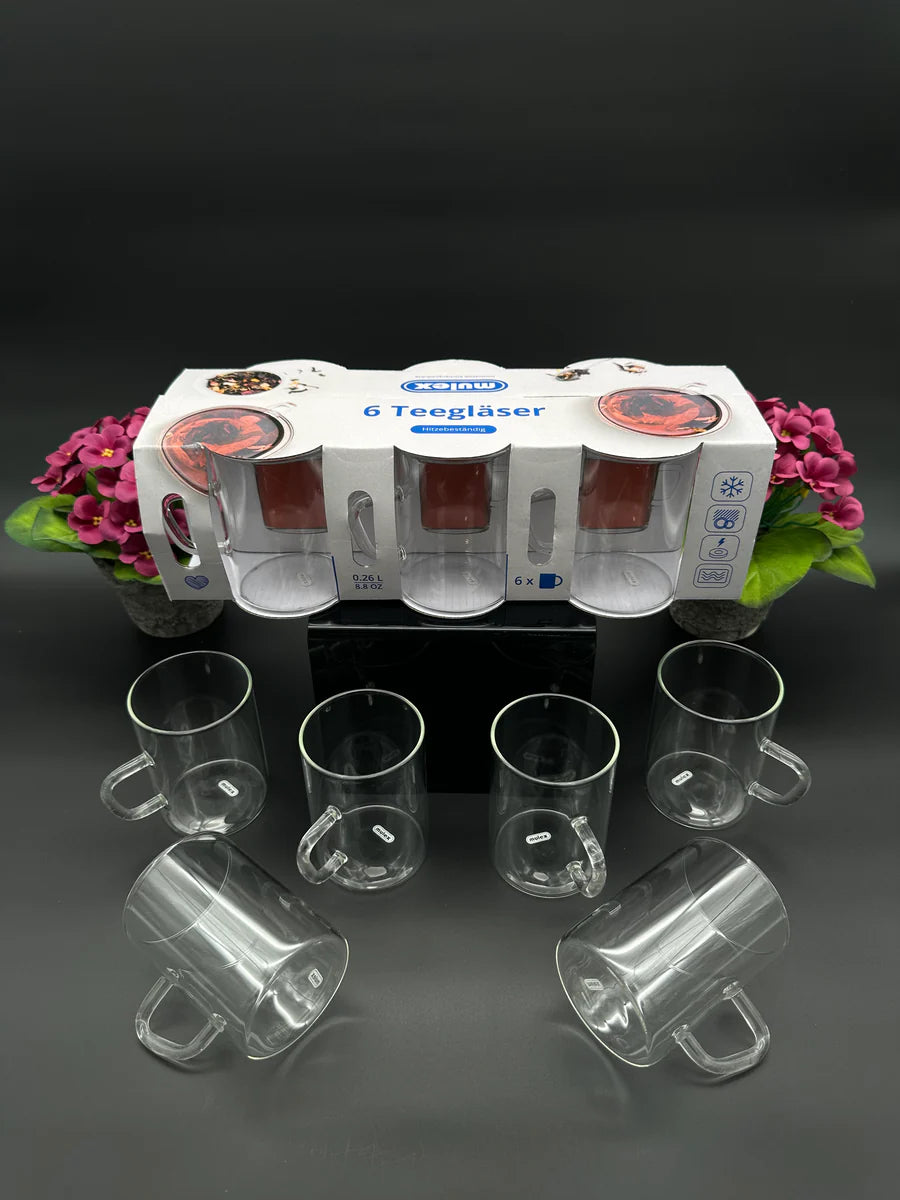 Mulex - 6er Teeglas Set mit Henkel 260ml