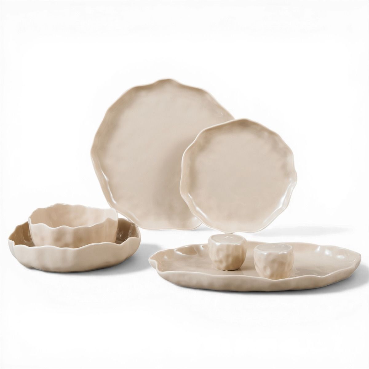 Angles Beige Geschirrset 27 teilig für 6 Personen