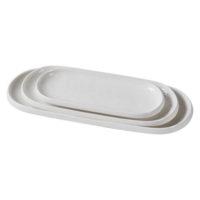 Bellon Relief Servierplatten Set Weiß 3-Teilig