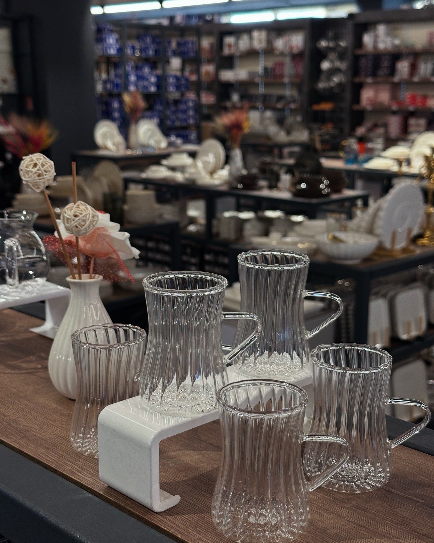 Clear Riffel 6er Teeglas mit Henkel 200 ml