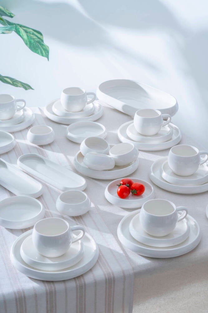 Bianco Perla 33 Teiliges Frühstückset in weiß für 6 Personen