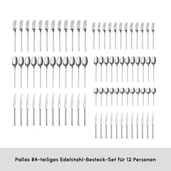 Karaca Pallas Elegance 12-Personen 84-Teiliges Besteckset