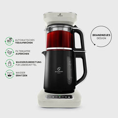 Karaca Caysever Robotea Pro 4 in 1 sprechender automatischer Teekocher Wasserkocher und Filterkaffeemaschine, Starlight, 2500W