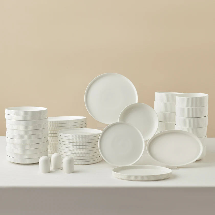 Karaca Forever Bone Pablito 53-Teiliges Tafelservice Für 12 Personen, Weiß