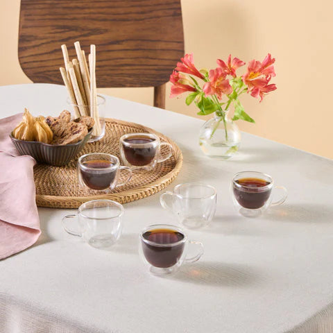 Karaca Olivia 6-teiliges doppelwandiges Espresso- Kaffeetassen-Set für 6 Personen