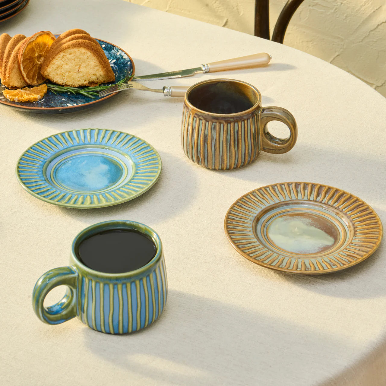 Karaca Arthur Grün &amp; Blau Teetasse 260 ml