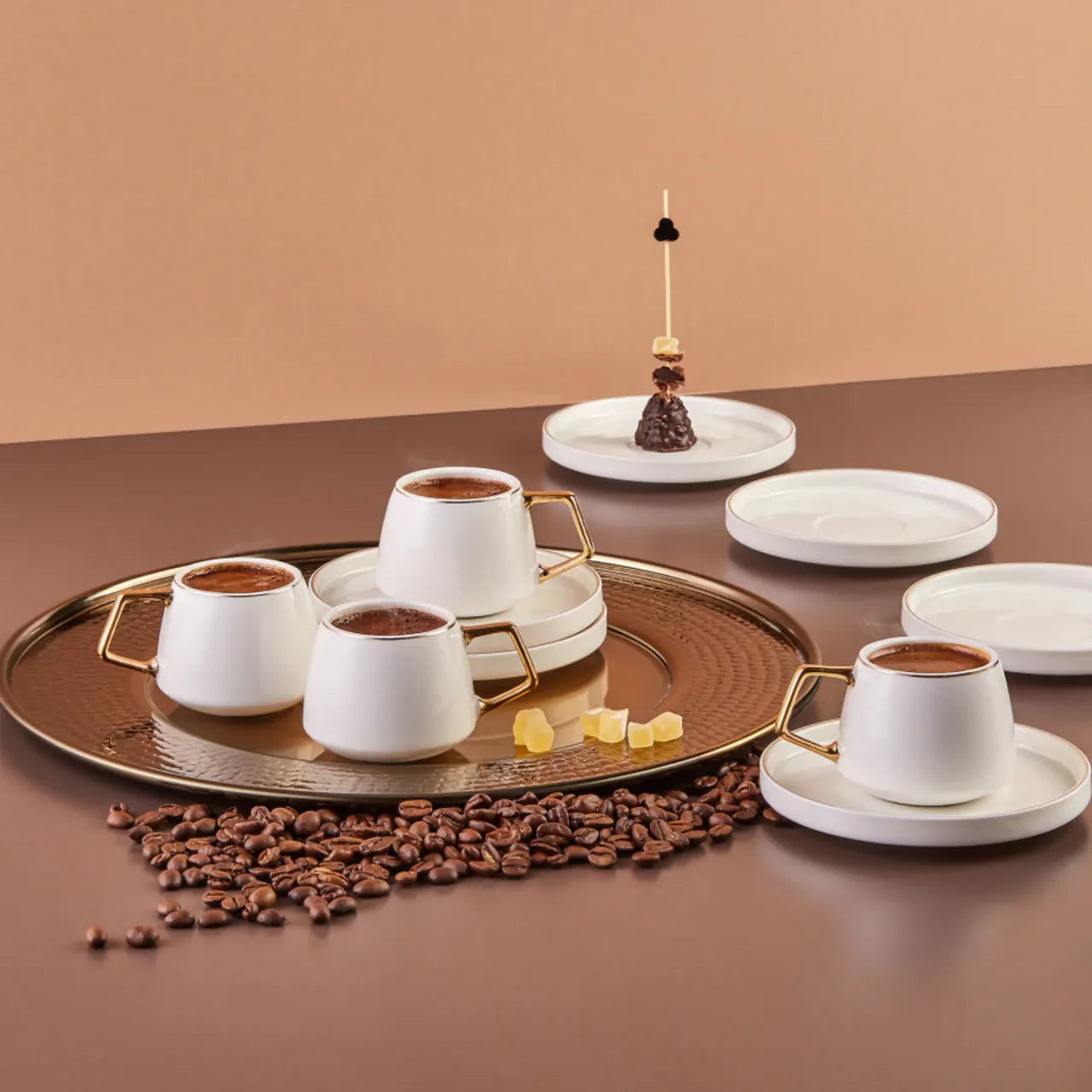 Karaca Streamline Saturn Kaffeetassen-Set für 6 Personen Gold