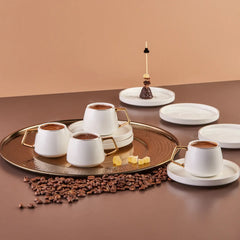 Karaca Streamline Saturn Kaffeetassen-Set für 6 Personen Gold