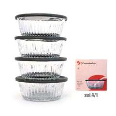 Frezya Glasschalen 4-er Set mit Kunststoffdeckel 330ml