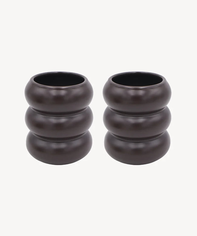 Wave Matt Mocha Keramiktasse 2er Set - 400 ml