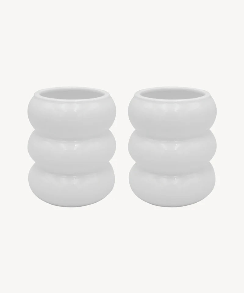 Wave Weiß Keramiktasse 2er Set - 400 ml