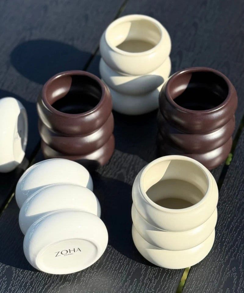 Wave Weiß Keramiktasse 2er Set - 400 ml