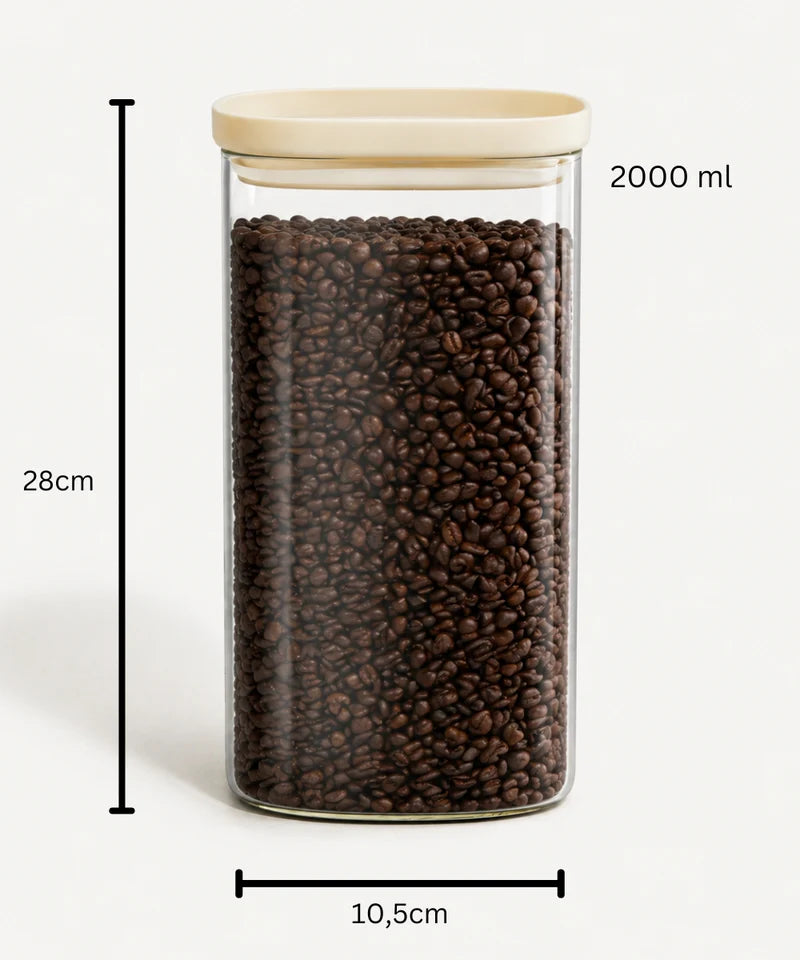 Vorratsglas Beige Kare 2000 ml